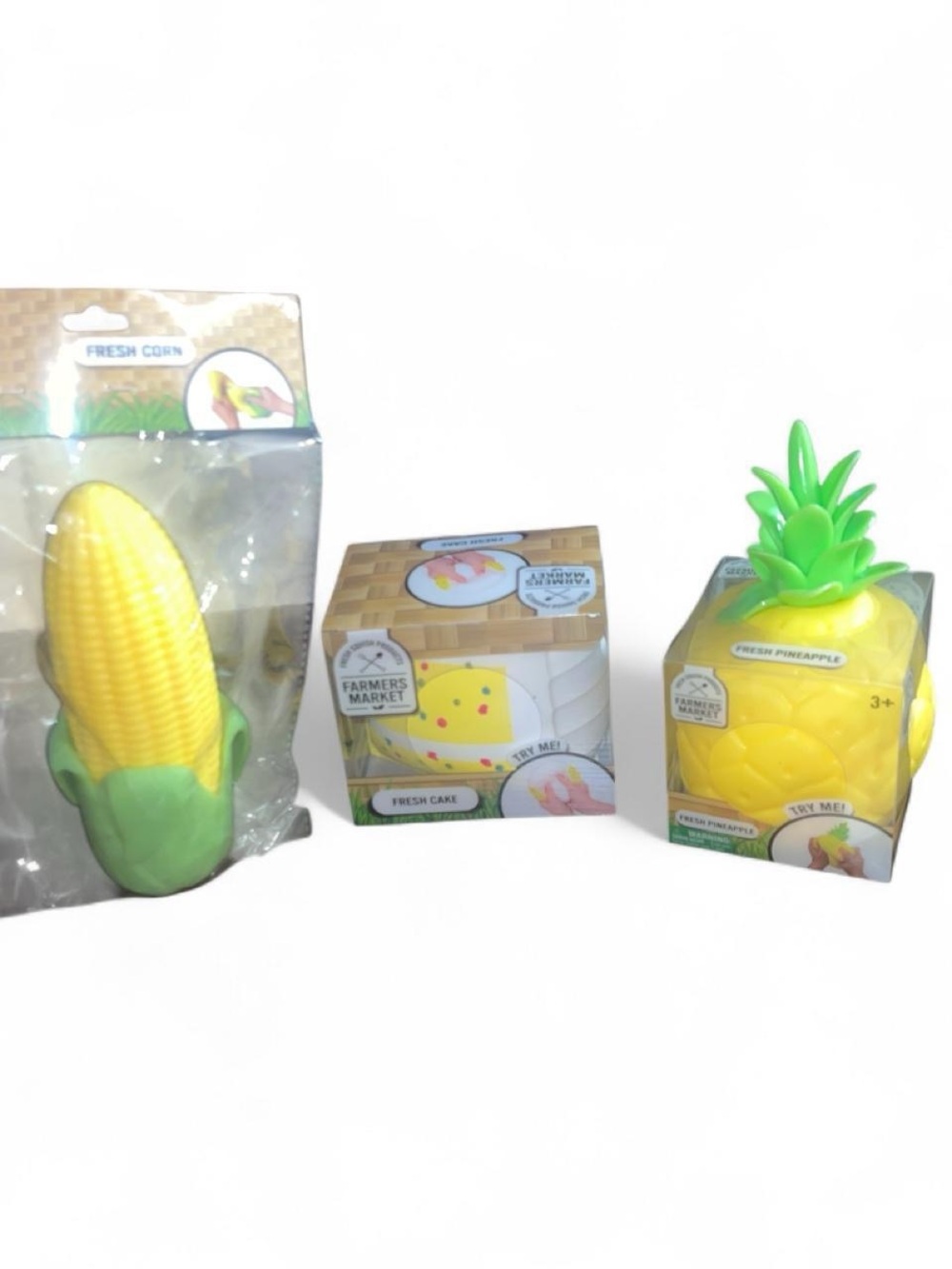 Farmers Market Kids Yellow Pineapple & Corn & Cake Soft Squishy bundle
